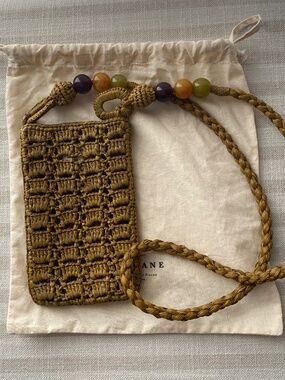 Sezane Tasha Raffia Pouch NWOT